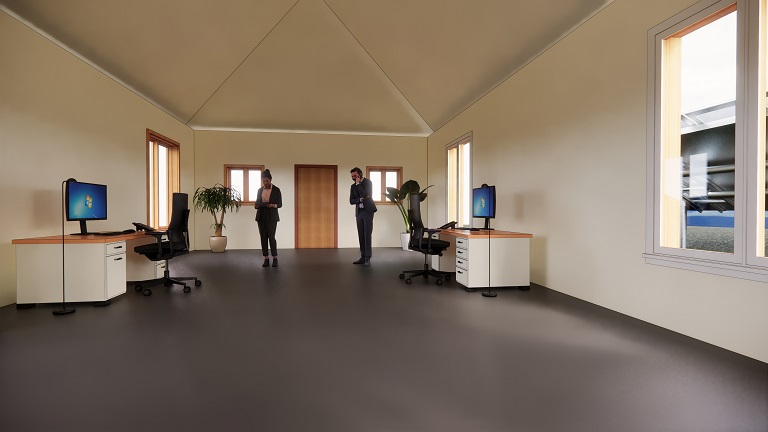 Inside office building in 3D