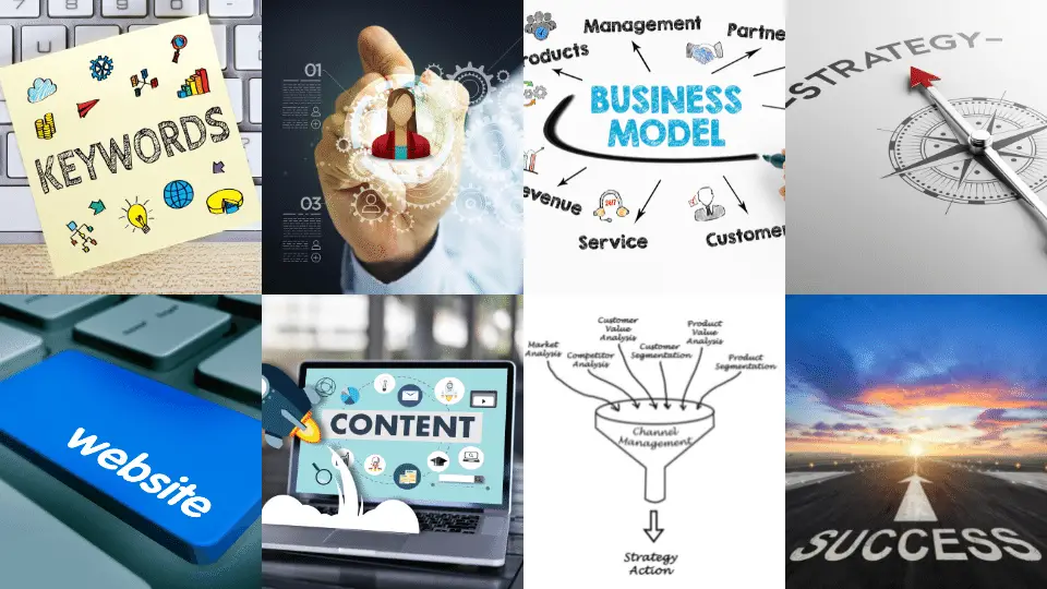 Keywords, Avatar, Business Model, Strategy, Website, Content, Customer Channel, Success