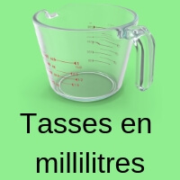 Convertir les tasses en millilitres ou en onces