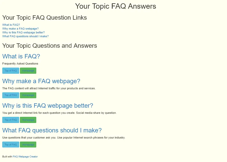 FAQ Webpage Creator